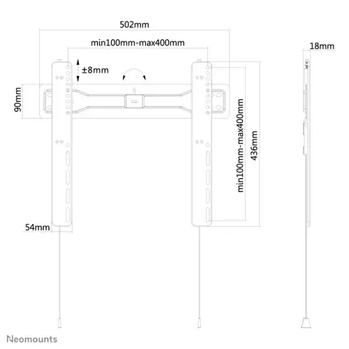 Neomounts-LED-W400BLACK_linedrawing.webp